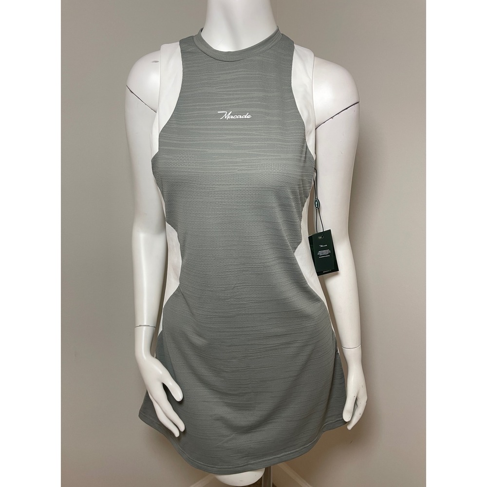 Macade Golf Dress Womens Medium Grey White Sleeveless Athletic Tennis